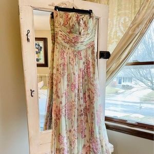 Floor-length David Meister floral empire dress
